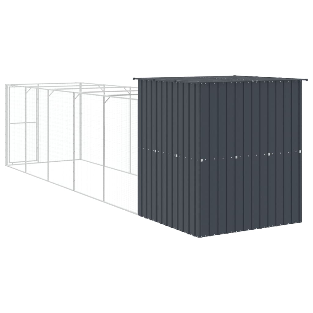 vidaXL Dog House with Run Anthracite 165x659x181 cm Galvanised Steel 6