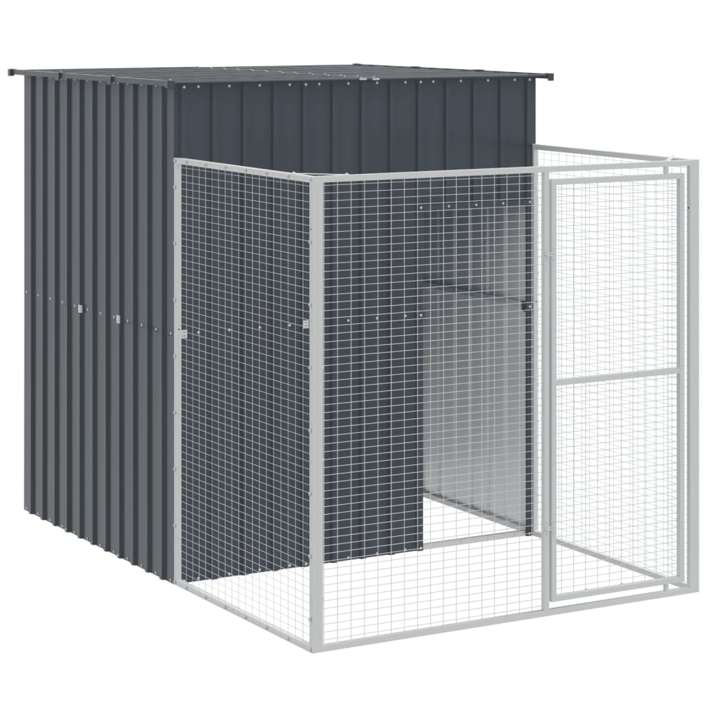 vidaXL Dog House with Run Anthracite 165x659x181 cm Galvanised Steel 4