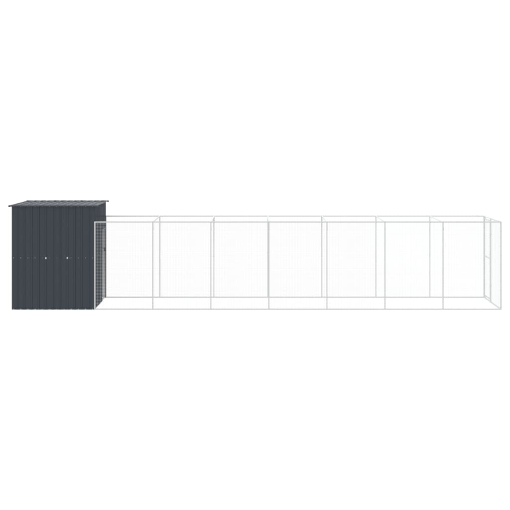 vidaXL Dog House with Run Anthracite 165x863x181 cm Galvanised Steel 4