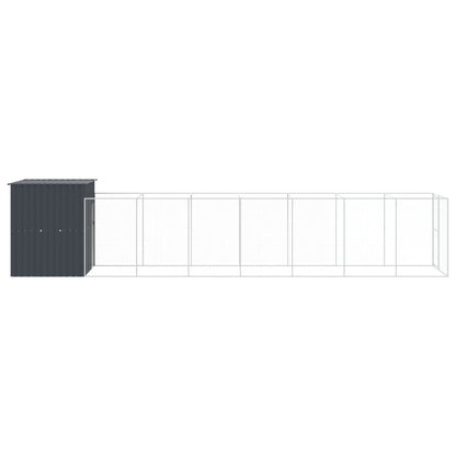 vidaXL Dog House with Run Anthracite 165x863x181 cm Galvanised Steel 4