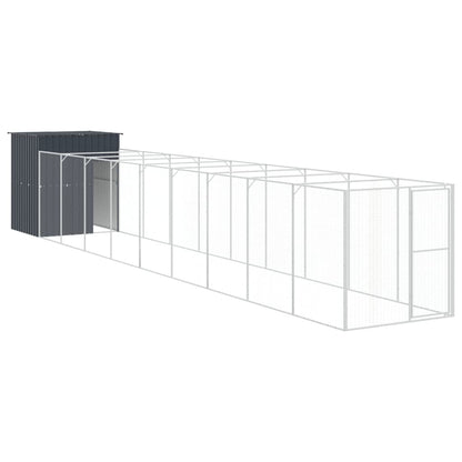 Dog House with Run Galvanised Steel 165 x 1067 x 181 cm