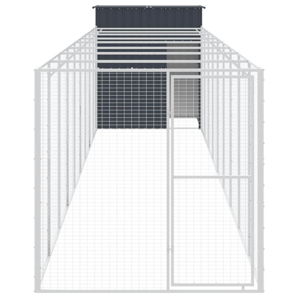 vidaXL Dog House with Run Anthracite 165x1067x181 cm Galvanised Steel 3