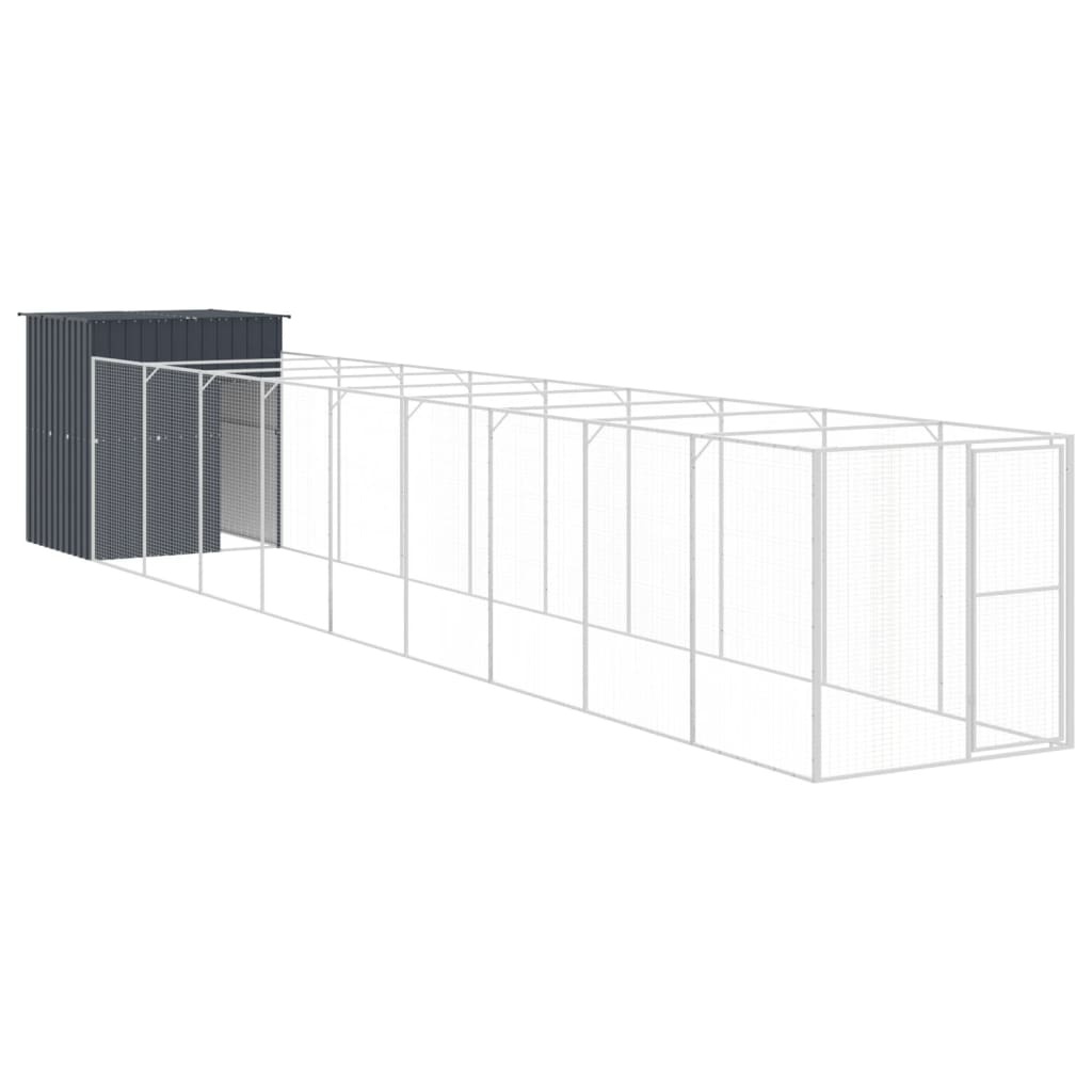 vidaXL Dog House with Run Anthracite 165x1067x181 cm Galvanised Steel 6