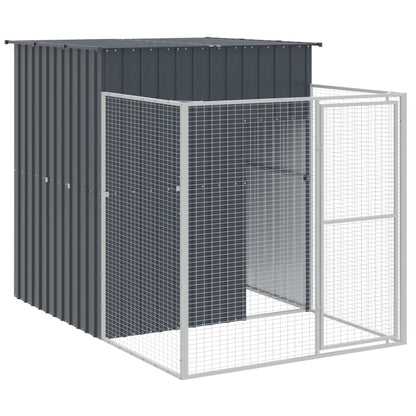 vidaXL Dog House with Run Anthracite 165x1067x181 cm Galvanised Steel 4