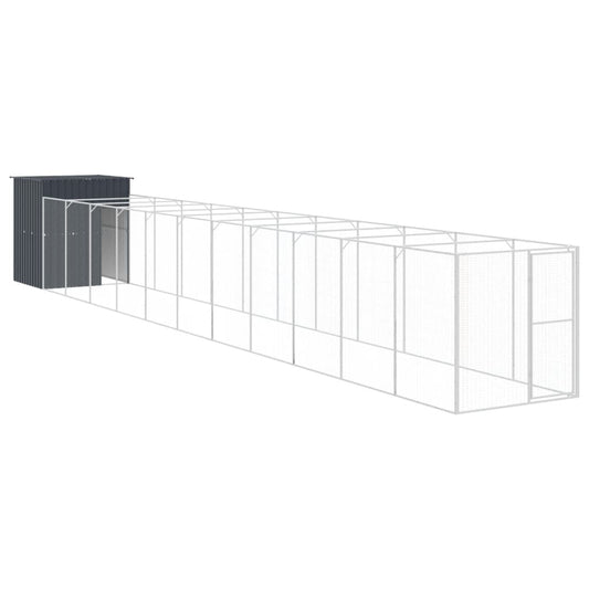 vidaXL Dog House with Run Anthracite 165x1271x181 cm Galvanised Steel 2