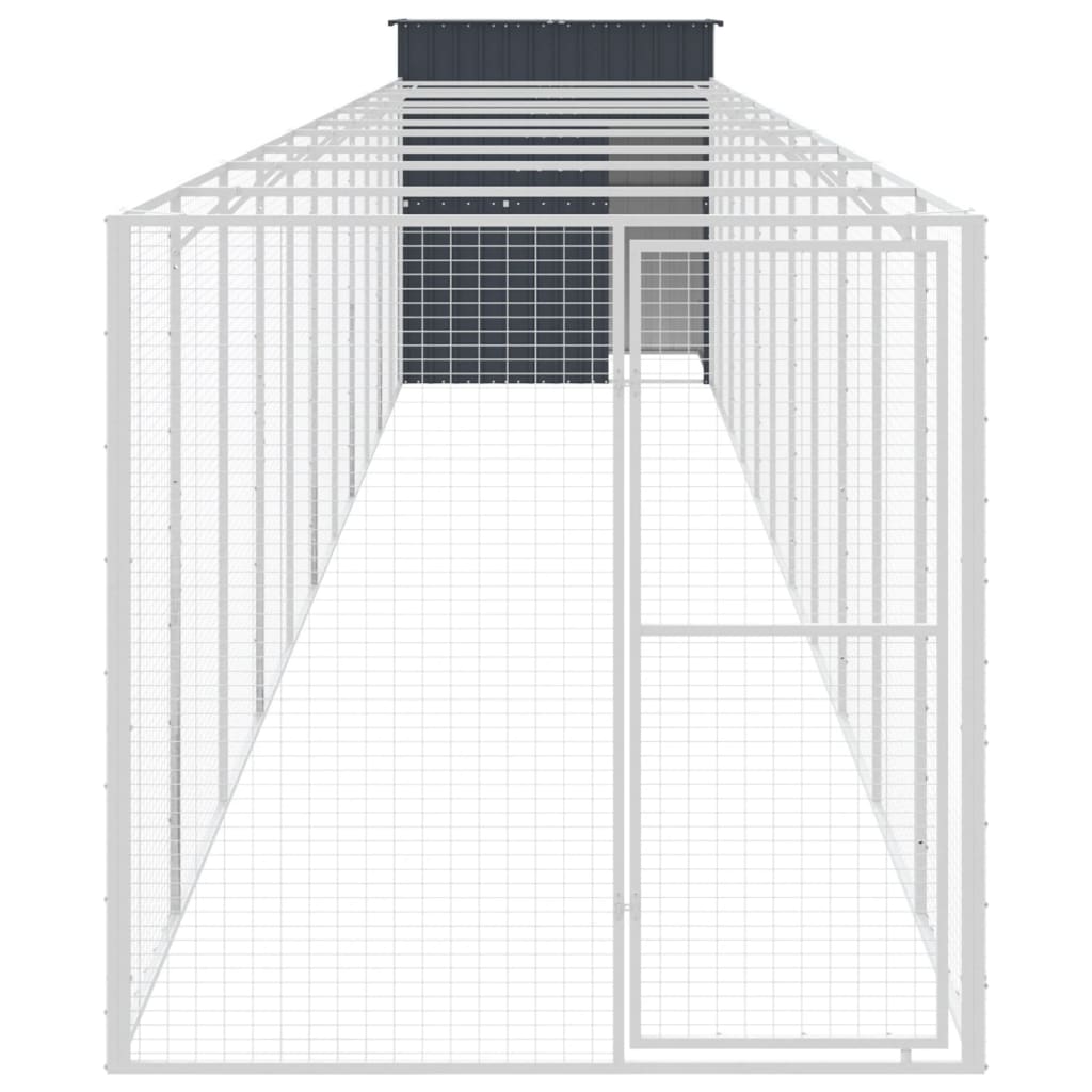 vidaXL Dog House with Run Anthracite 165x1271x181 cm Galvanised Steel 3