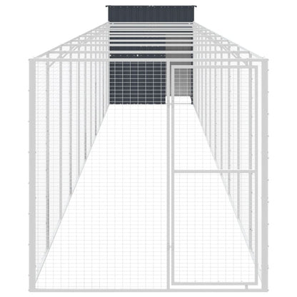 vidaXL Dog House with Run Anthracite 165x1271x181 cm Galvanised Steel 3