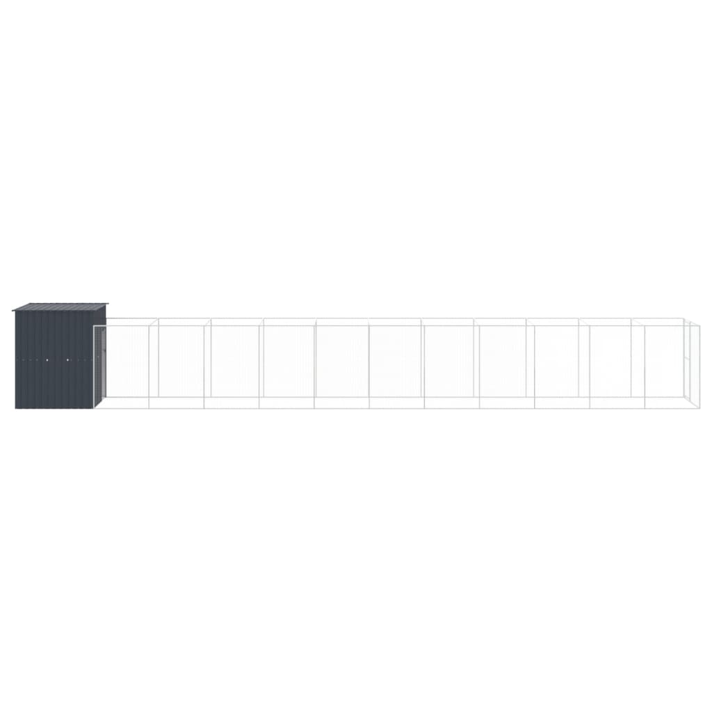 vidaXL Dog House with Run Anthracite 165x1271x181 cm Galvanised Steel 4