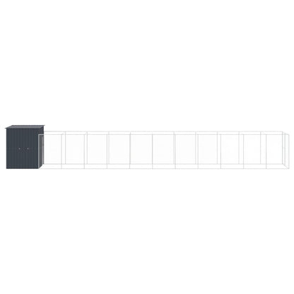 vidaXL Dog House with Run Anthracite 165x1271x181 cm Galvanised Steel 4