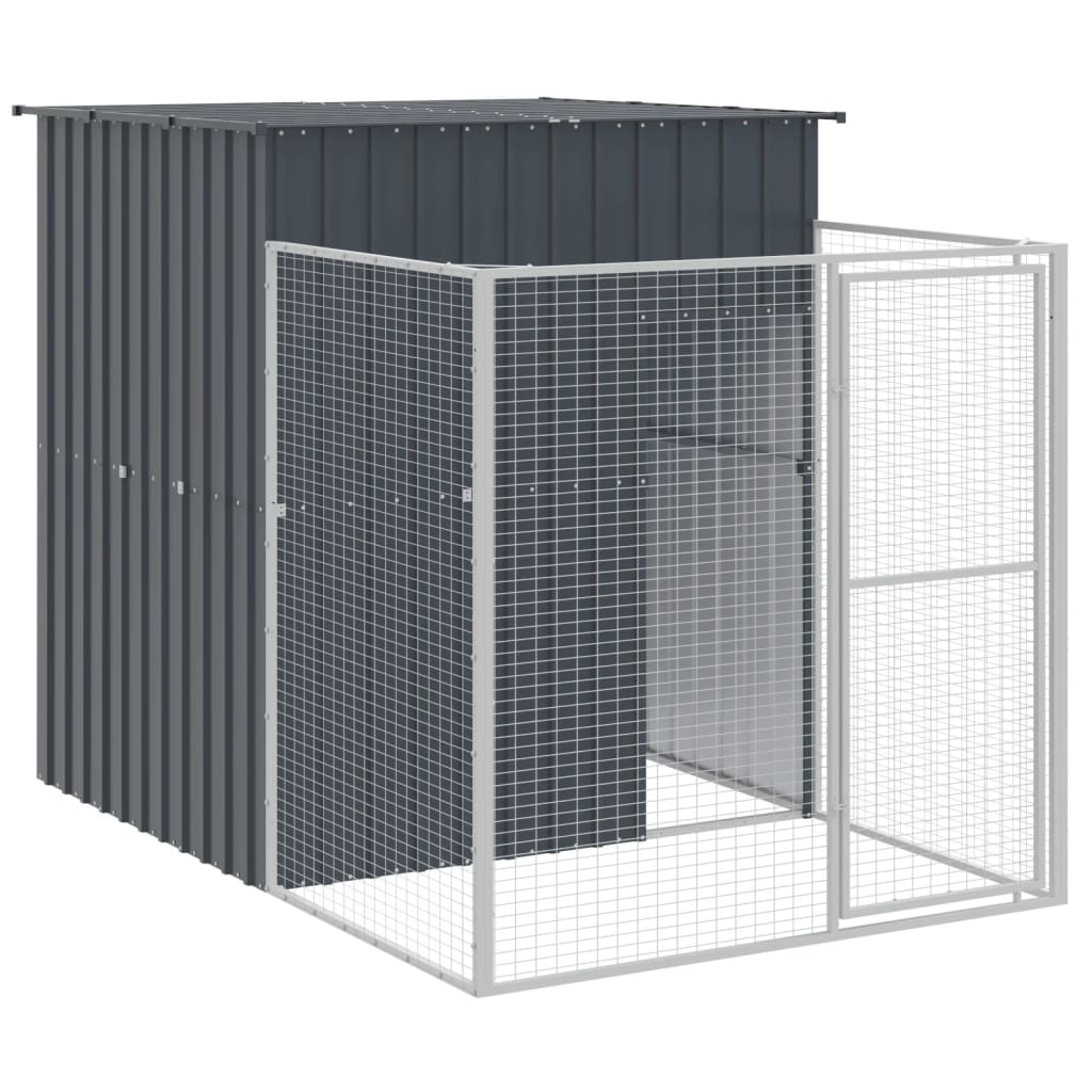 vidaXL Dog House with Run Anthracite 165x1271x181 cm Galvanised Steel 6