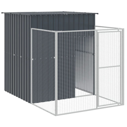 vidaXL Dog House with Run Anthracite 165x1271x181 cm Galvanised Steel 6