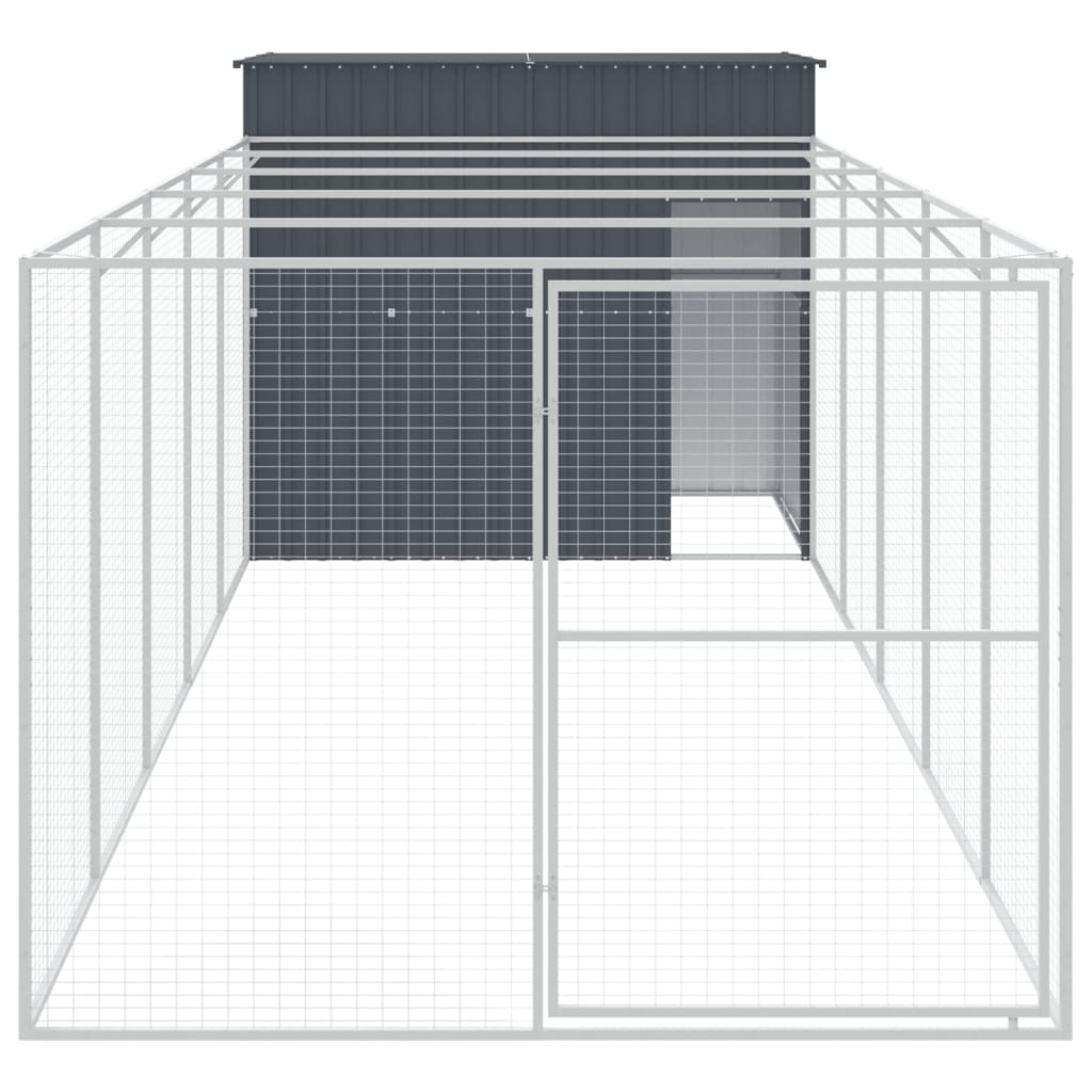 vidaXL Dog House with Run Anthracite 214x661x181 cm Galvanised Steel 3