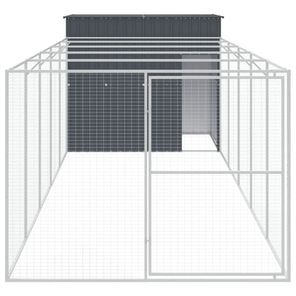 vidaXL Dog House with Run Anthracite 214x661x181 cm Galvanised Steel 3