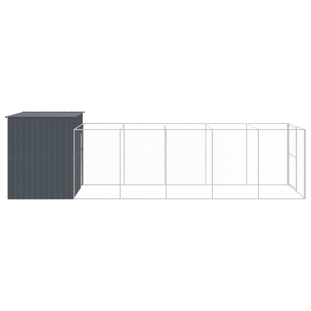 vidaXL Dog House with Run Anthracite 214x661x181 cm Galvanised Steel 4