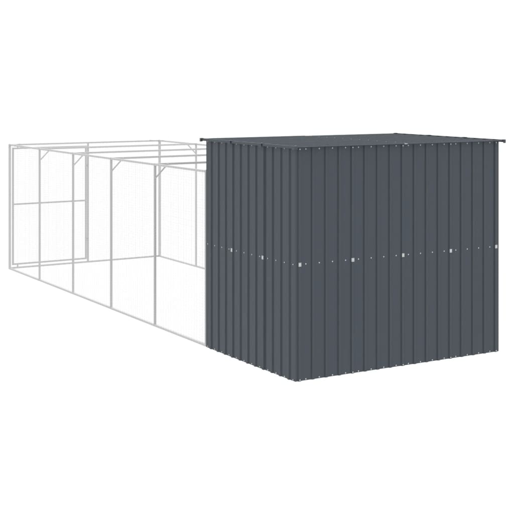 vidaXL Dog House with Run Anthracite 214x661x181 cm Galvanised Steel 5