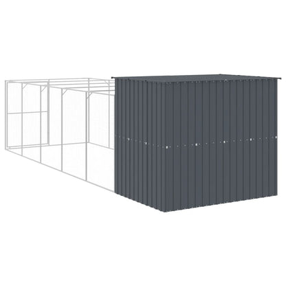 vidaXL Dog House with Run Anthracite 214x661x181 cm Galvanised Steel 5