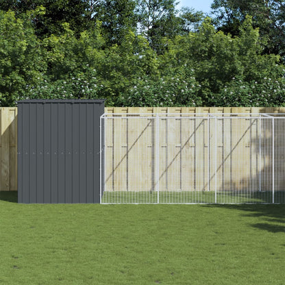 vidaXL Dog House with Run Anthracite 214x661x181 cm Galvanised Steel 1