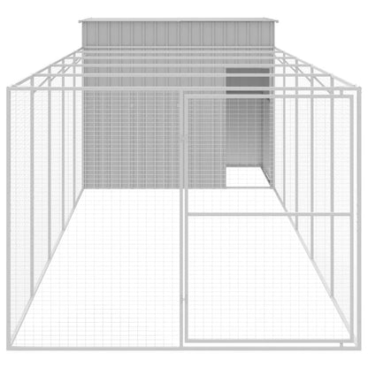vidaXL Dog House with Run Light Grey 214x661x181 cm Galvanised Steel 3