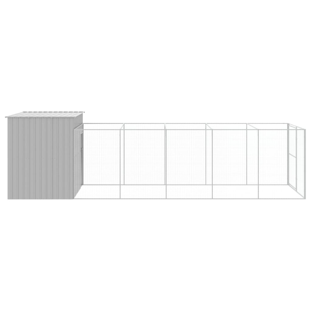 vidaXL Dog House with Run Light Grey 214x661x181 cm Galvanised Steel 4