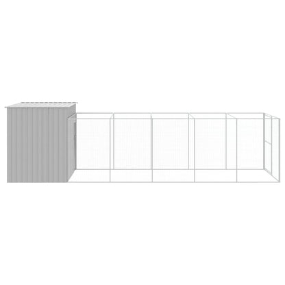 vidaXL Dog House with Run Light Grey 214x661x181 cm Galvanised Steel 4