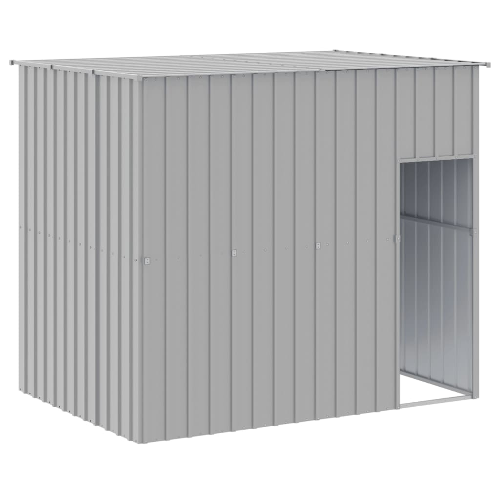 vidaXL Dog House with Run Light Grey 214x661x181 cm Galvanised Steel 6