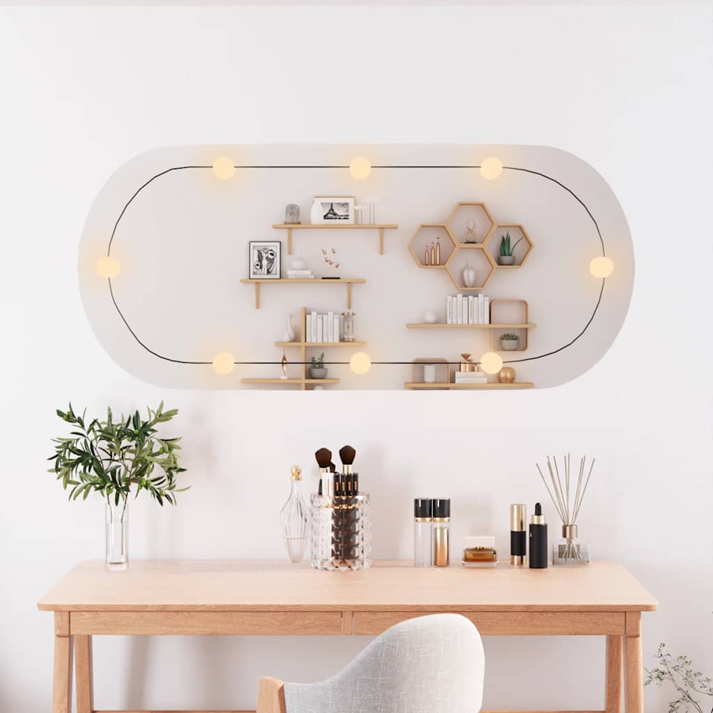Wall Mirror Lights Glass with LED 45 cm 100 cm Oval
