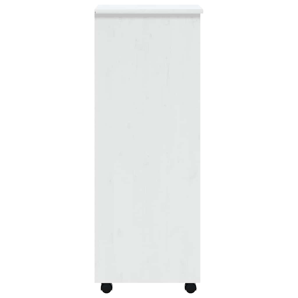 Rolling Cabinet with Drawers "MOSS" Solid Wood Pine White 34 x 39 x 103 cm