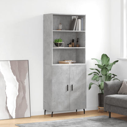 Highboard 69.5x34x180 cm Engineered Wood 2 Doors Concrete grey