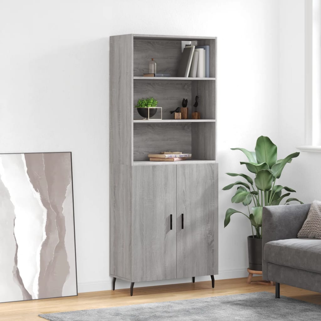 Highboard 69.5x34x180 cm Engineered Wood 2 Doors Grey sonoma