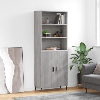 Highboard 69.5x34x180 cm Engineered Wood 2 Doors Grey sonoma
