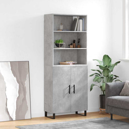 Highboard 69.5x34x180 cm Engineered Wood 2 Doors Concrete grey