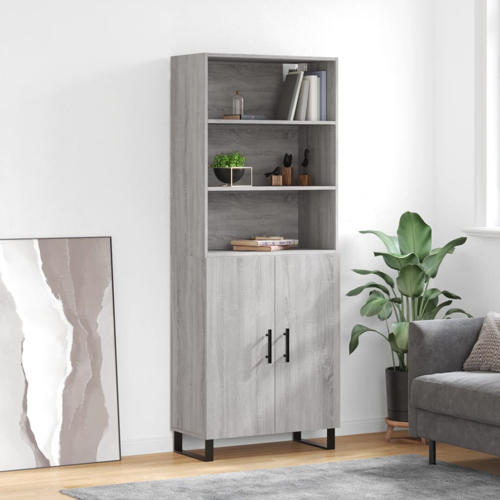Highboard 69.5x34x180 cm Engineered Wood 2 Doors Grey sonoma