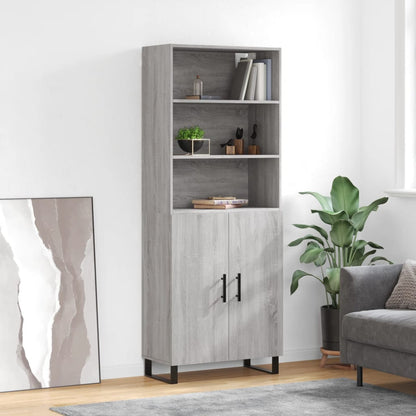 Highboard 69.5x34x180 cm Engineered Wood 2 Doors Grey sonoma