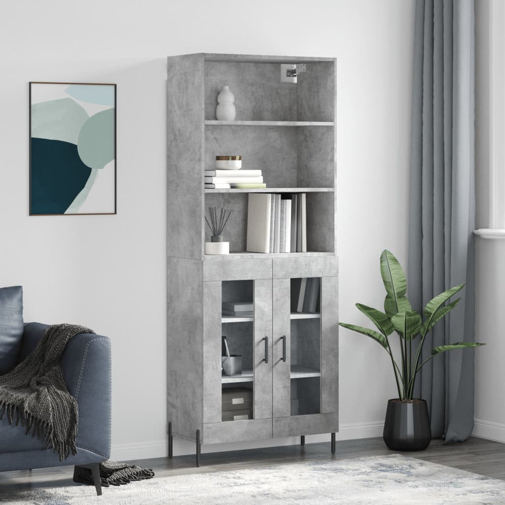 vidaXL Highboard 69.5x34x180 cm Engineered Wood 2 Glass Doors
