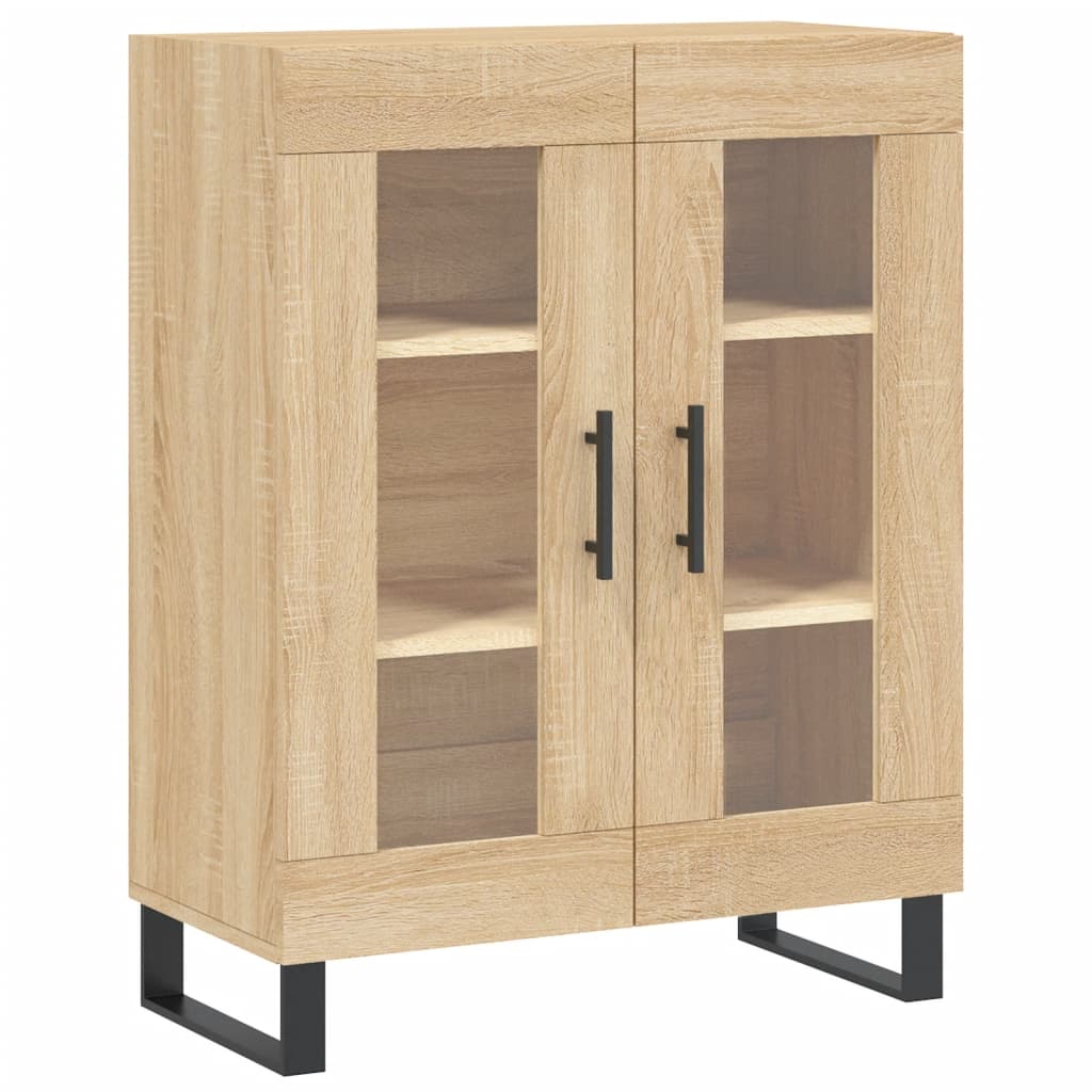 Highboard 69.5x34x180 cm Engineered Wood 2 Glass Doors Sonoma oak