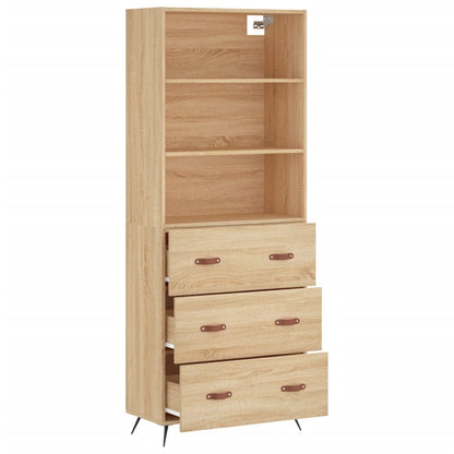 Highboard 69.5x34x180 cm Engineered Wood 3 Drawers Sonoma oak