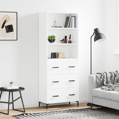 Highboard 69.5x34x180 cm Engineered Wood 3 Drawers White