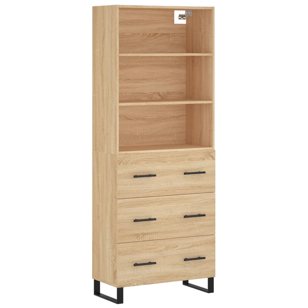 Highboard 69.5x34x180 cm Engineered Wood 3 Drawers Sonoma oak