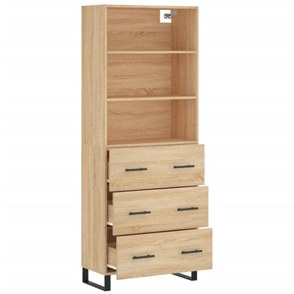 Highboard 69.5x34x180 cm Engineered Wood 3 Drawers Sonoma oak