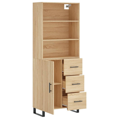 Highboard 69.5x34x180 cm Engineered Wood 1 Door 3 Drawers Sonoma oak