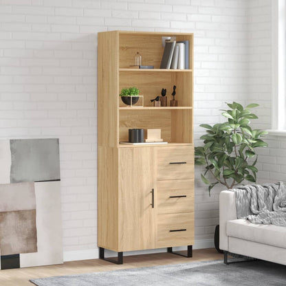 Highboard 69.5x34x180 cm Engineered Wood 1 Door 3 Drawers Sonoma oak