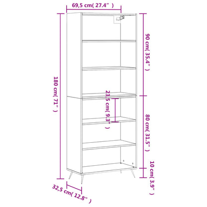 vidaXL Highboard White 69.5x32.5x180 cm Engineered Wood