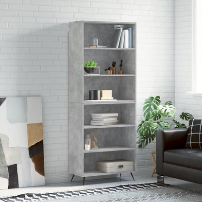 Highboard 69.5x32.5x180 cm Engineered Wood 3 Shelves Concrete grey