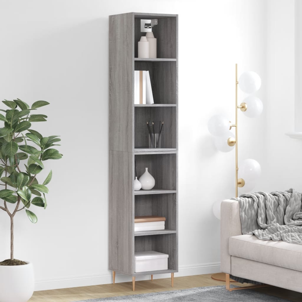 vidaXL Highboard Grey Sonoma 34.5x32.5x180 cm Engineered Wood