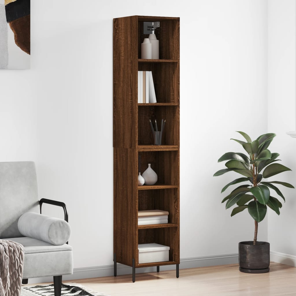 vidaXL Highboard Brown Oak 34.5x32.5x180 cm Engineered Wood