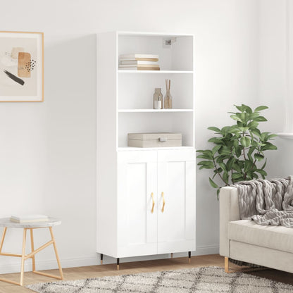 Highboard 69.5x34x180 cm Engineered Wood 2 Wood Doors White