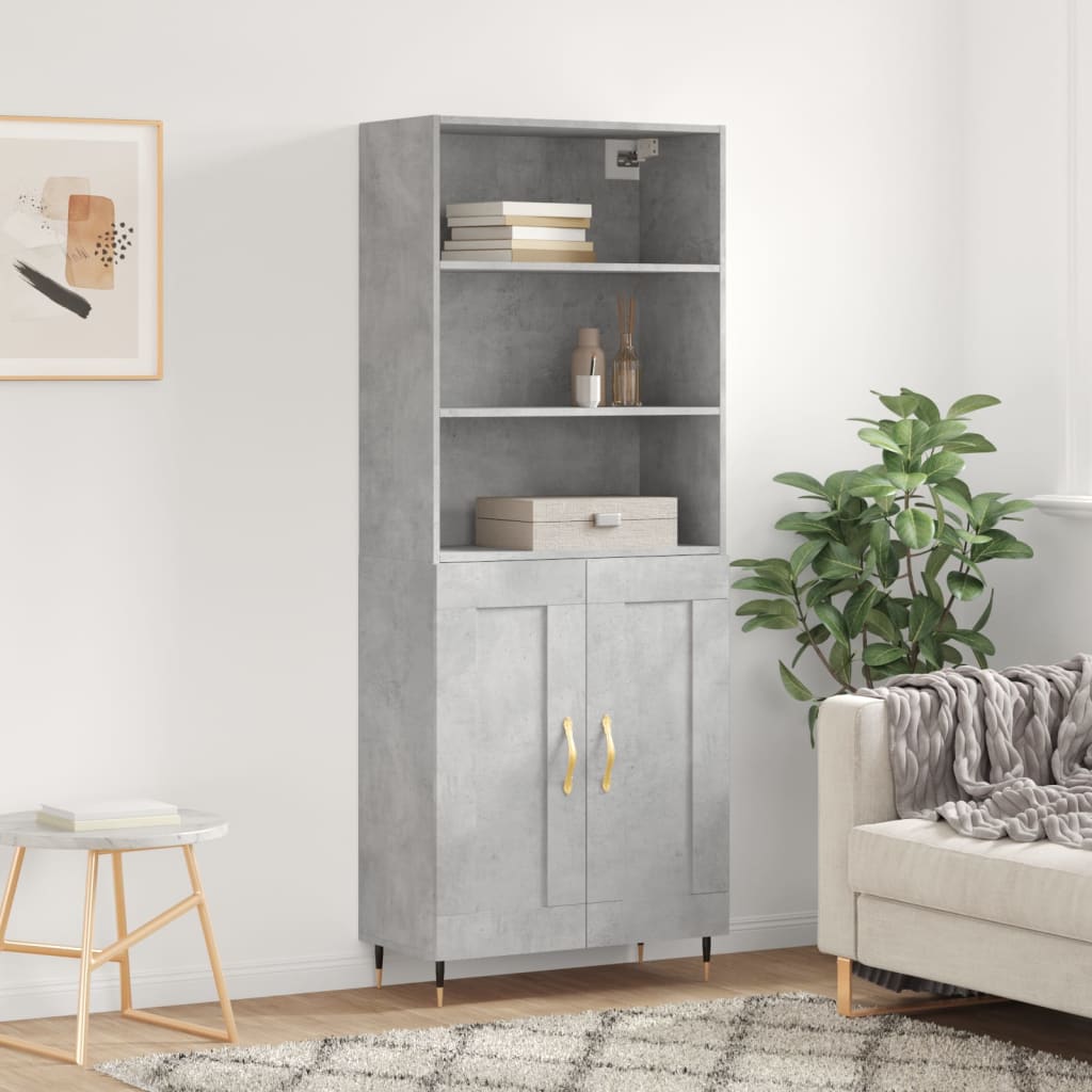 Highboard 69.5x34x180 cm Engineered Wood 2 Wood Doors Concrete grey