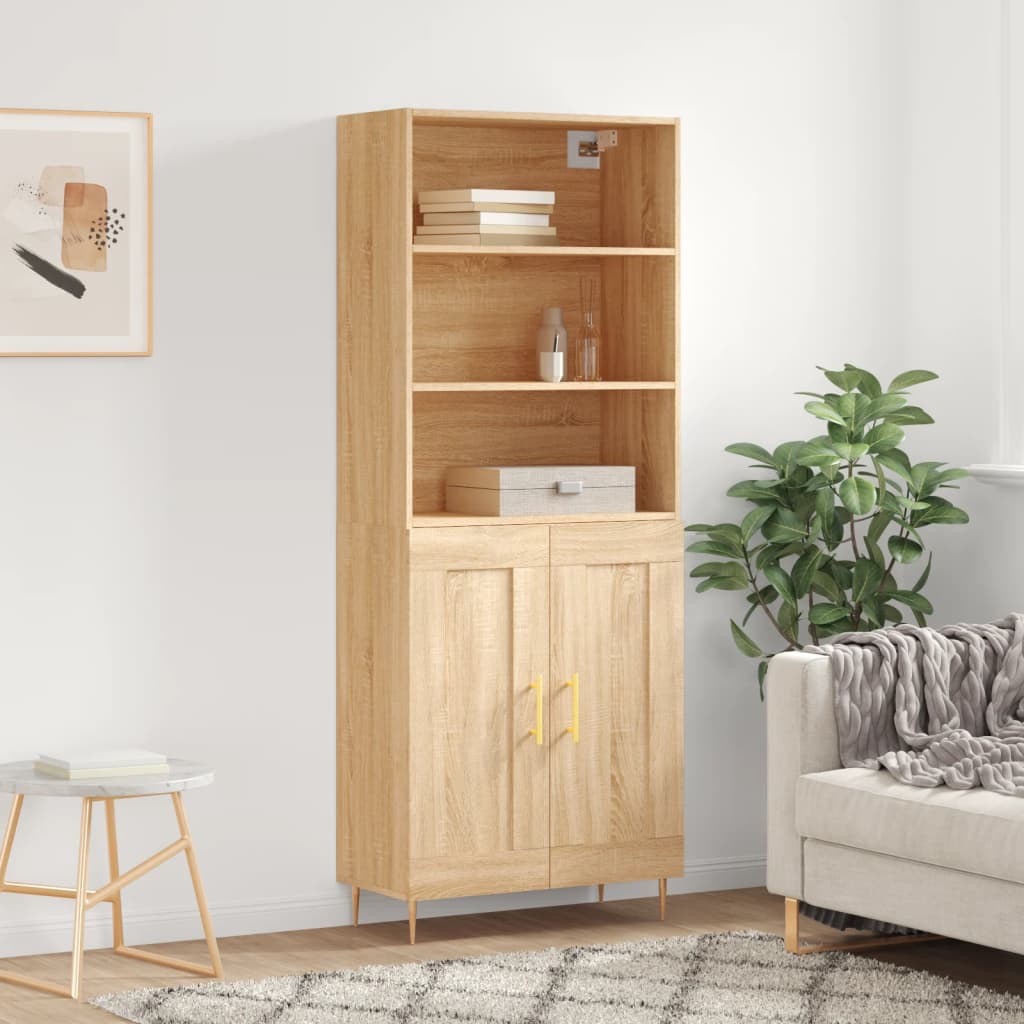 Highboard 69.5x34x180 cm Engineered Wood 2 Wood Doors Sonoma oak