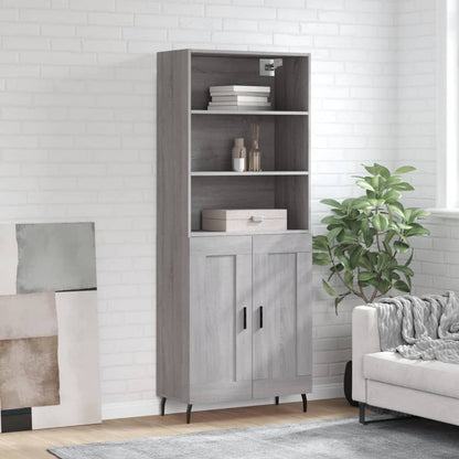 Highboard 69.5x34x180 cm Engineered Wood 2 Wood Doors Grey sonoma