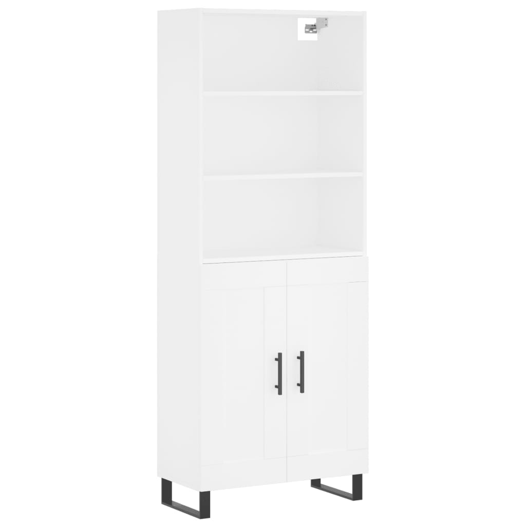 Highboard 69.5x34x180 cm Engineered Wood 2 Wood Doors White